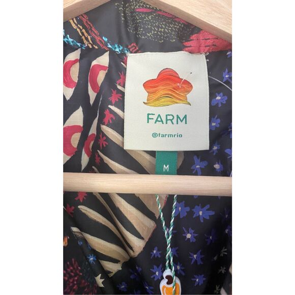 New Farm Rio Banana Leaf Reversible Puffer Jacket Oversized Sz M - Picture 3 of 11